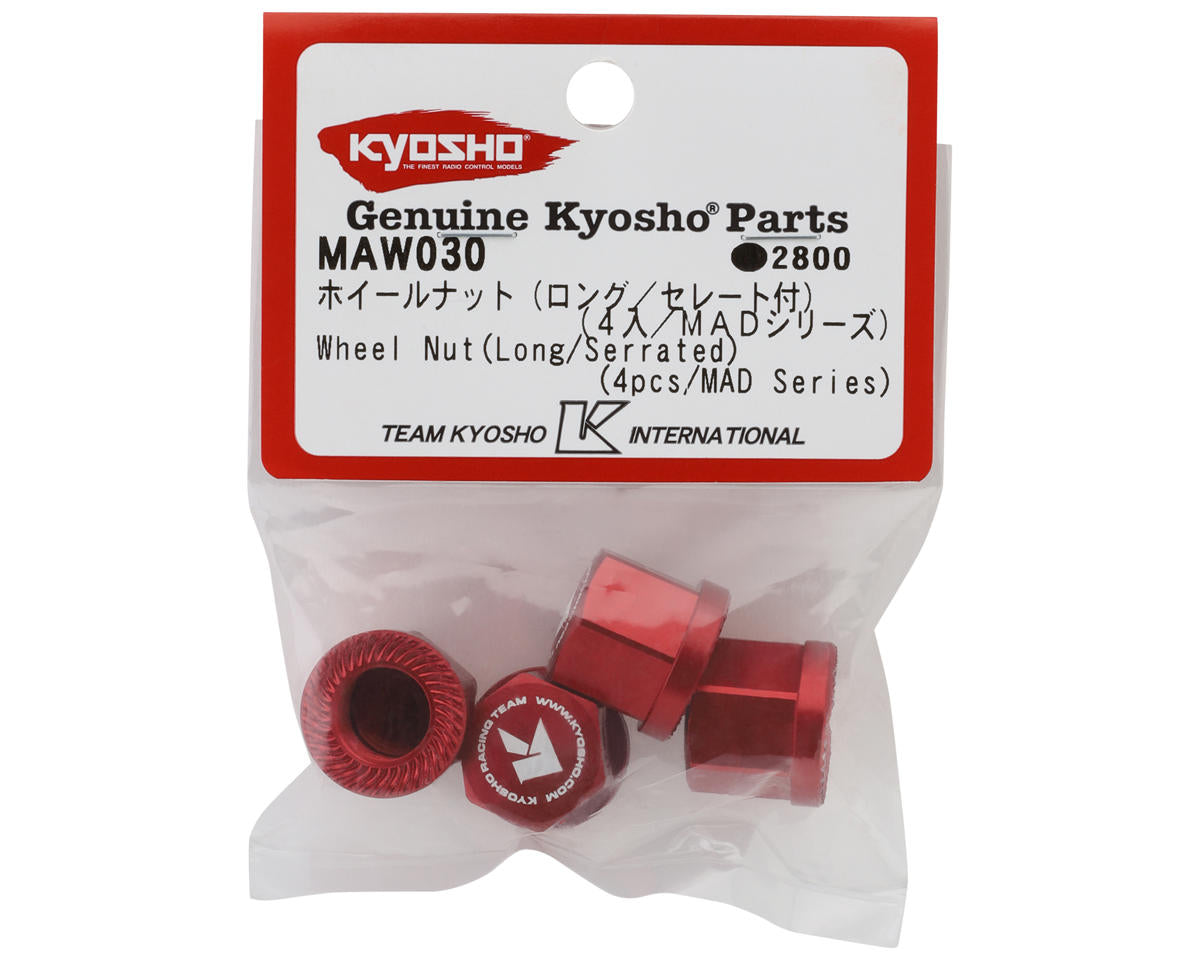 Kyosho 17mm Serrated Wheel Nut (Red) (4)