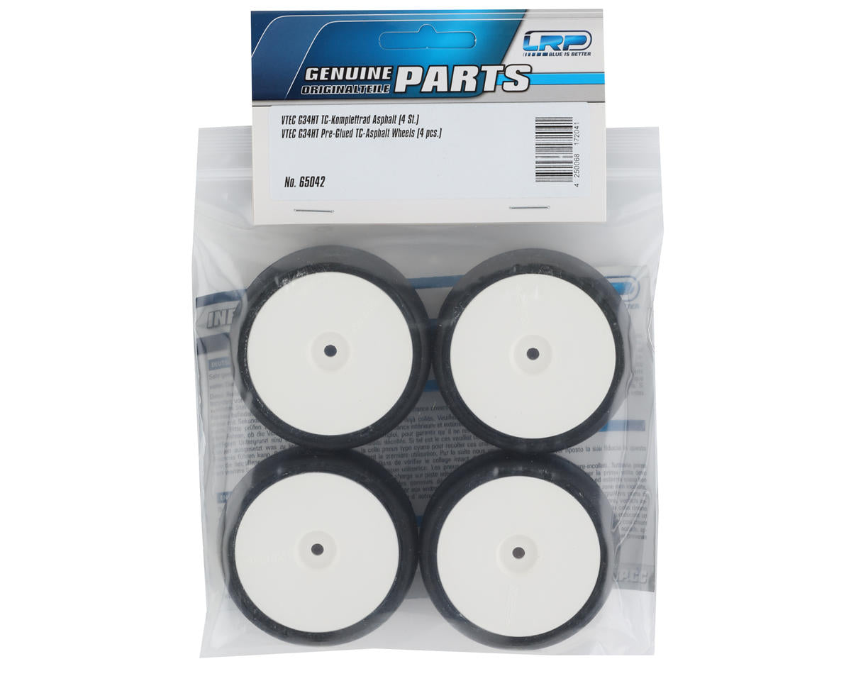 LRP 12mm Hex VTEC Pre-Mounted Asphalt Racing Tires (4) (White) (G34HT)