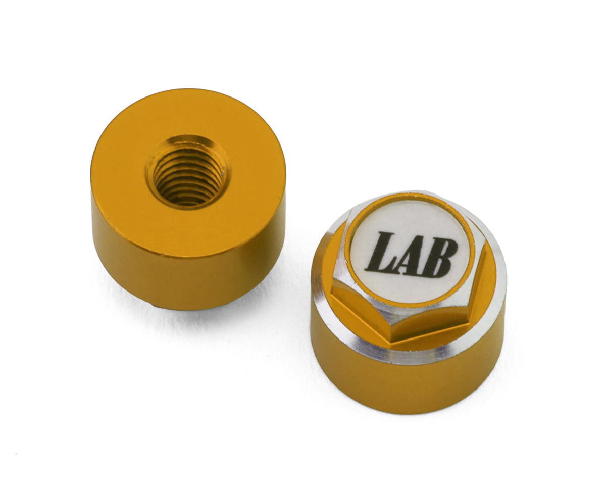 LAB Aluminum 4mm Capped Wheel Nuts (Gold/White) (2)