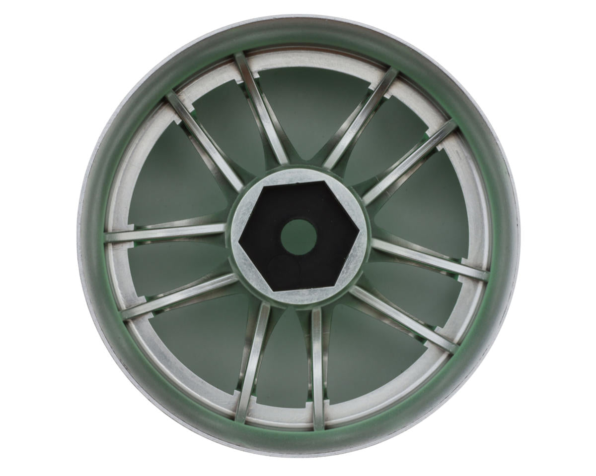 LAB Work Emotion CR3P 1/10 Drift Wheels (Chrome/Neon Green) (2) (6mm Offset)