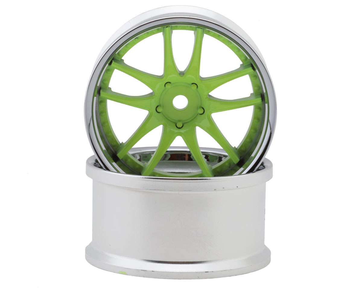 LAB Work Emotion CR3P 1/10 Drift Wheels (Chrome/Neon Yellow) (2) (6mm Offset)