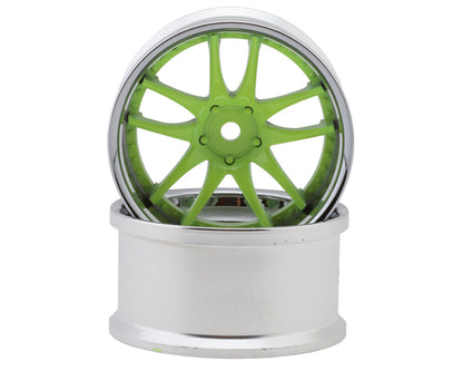 LAB Work Emotion CR3P 1/10 Drift Wheels (Chrome/Neon Yellow) (2) (6mm Offset)