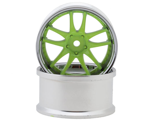 LAB Work Emotion CR3P 1/10 Drift Wheels (Chrome/Neon Yellow) (2) (6mm Offset)
