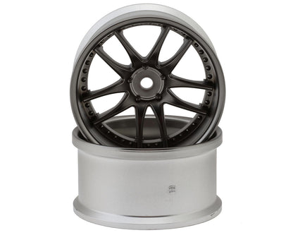 LAB Work Emotion CR3P 1/10 Drift Wheels (Matte Black/Chrome) (2) (6mm Offset)