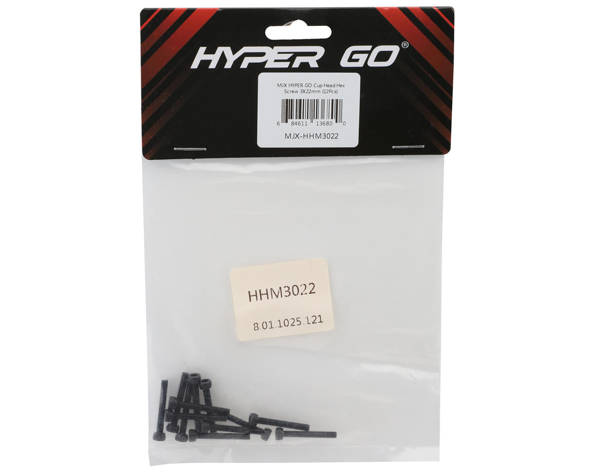 MJX HYPER GO Cap Head Hex Screws (12) (3x22mm)
