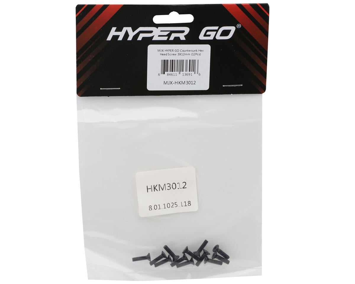 MJX HYPER GO Machined Flat Head Hex Screws (12) (3x12mm)