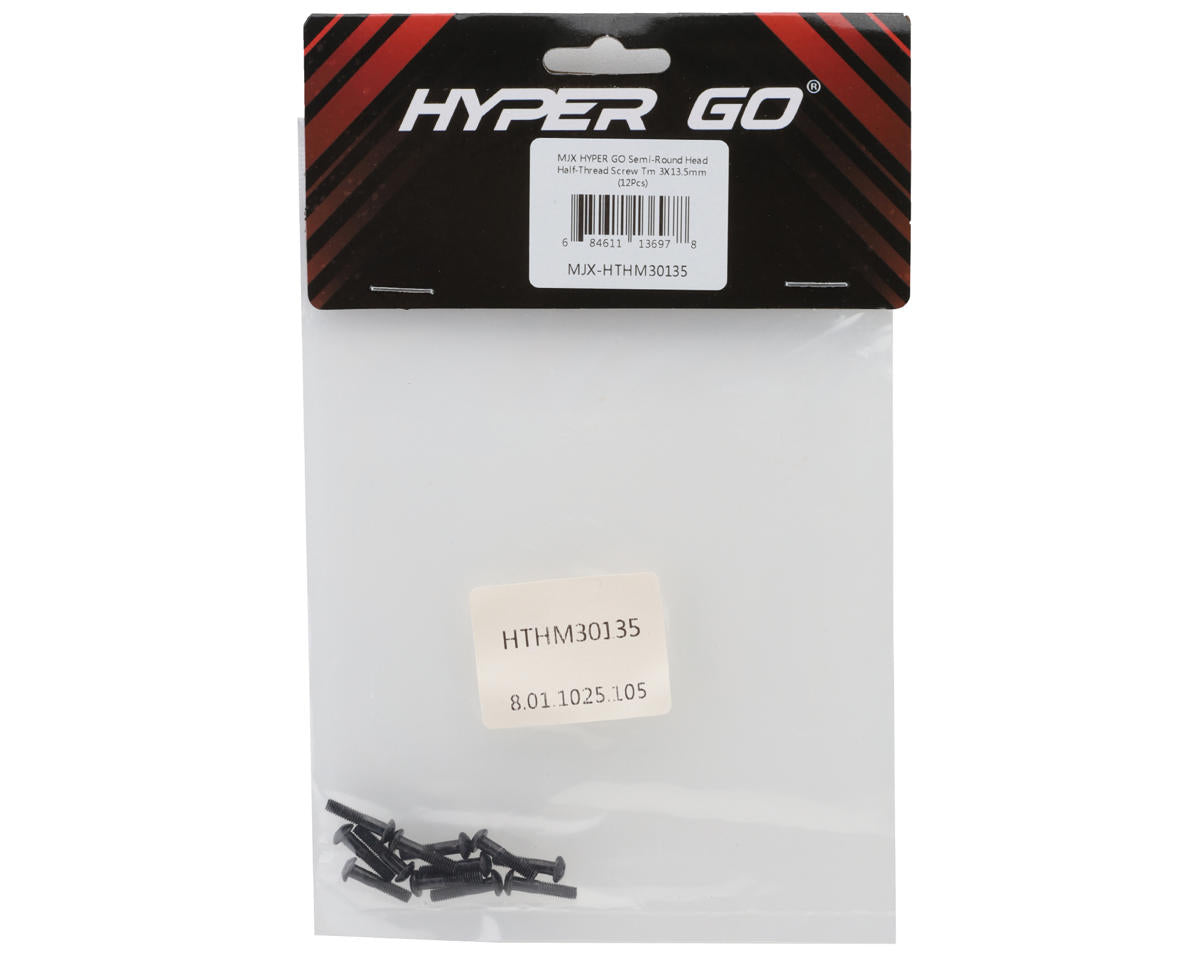 MJX HYPER GO 3x13.5mm Button Head Half-Thread Screws (12)