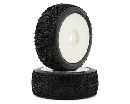 Matrix Nova 1/8 Pre-Mounted Buggy Tires (White) (2) (Hard)
