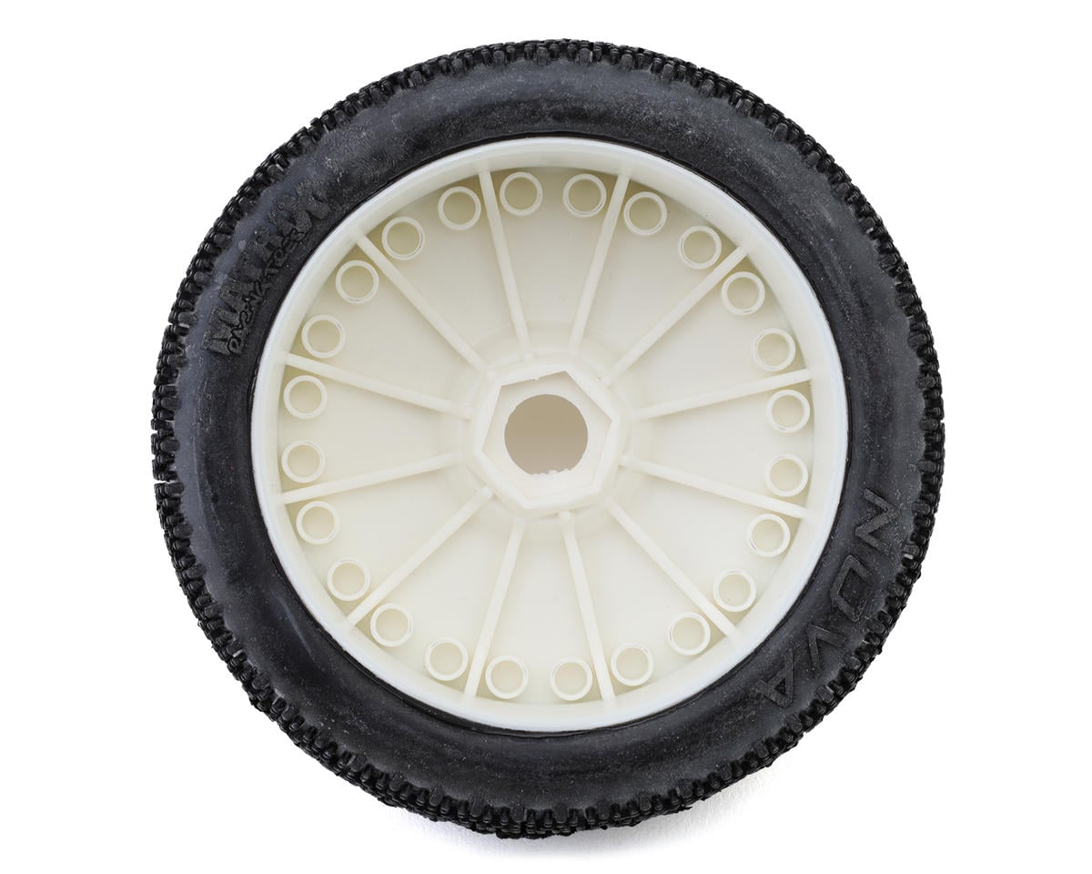 Matrix Nova 1/8 Pre-Mounted Buggy Tires (White) (2) (Hard)