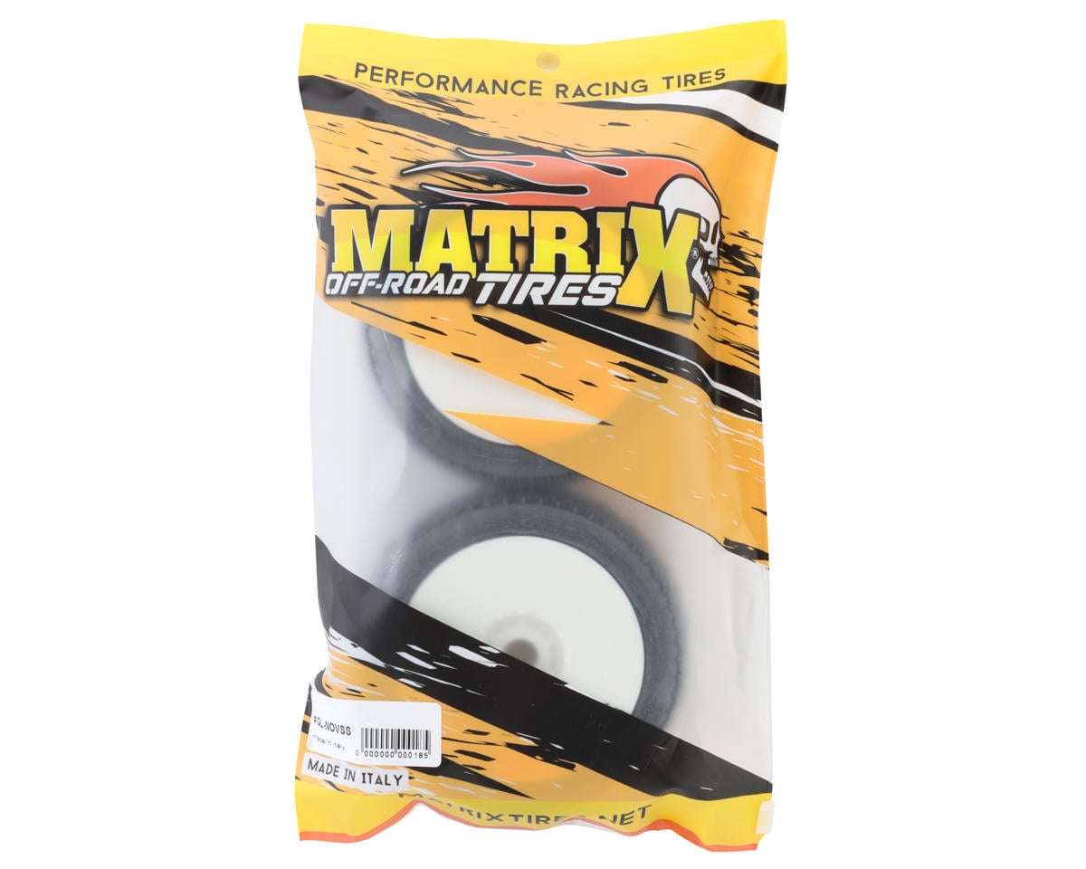 Matrix Nova 1/8 Pre-Mounted Buggy Tires (White) (2) (Hard)