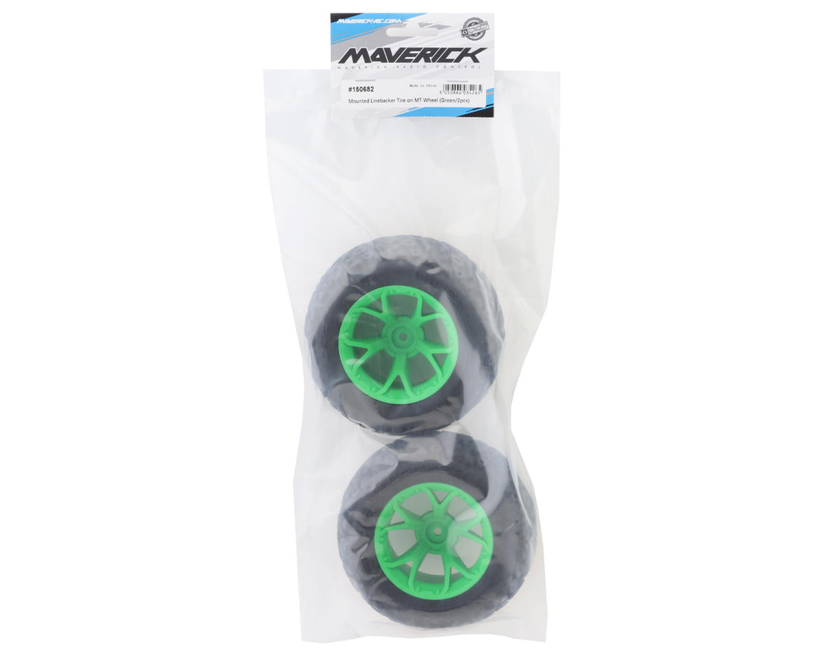 Maverick Linebacker Pre-Mounted Monster Truck Tires (Green) (2)