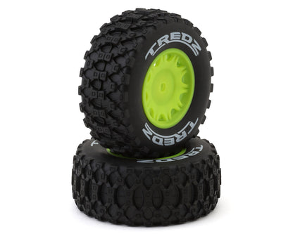 Maverick QByte SC Tredz 1/12 Pre-Mounted Short Course Truck Tires (Fluoro Green)