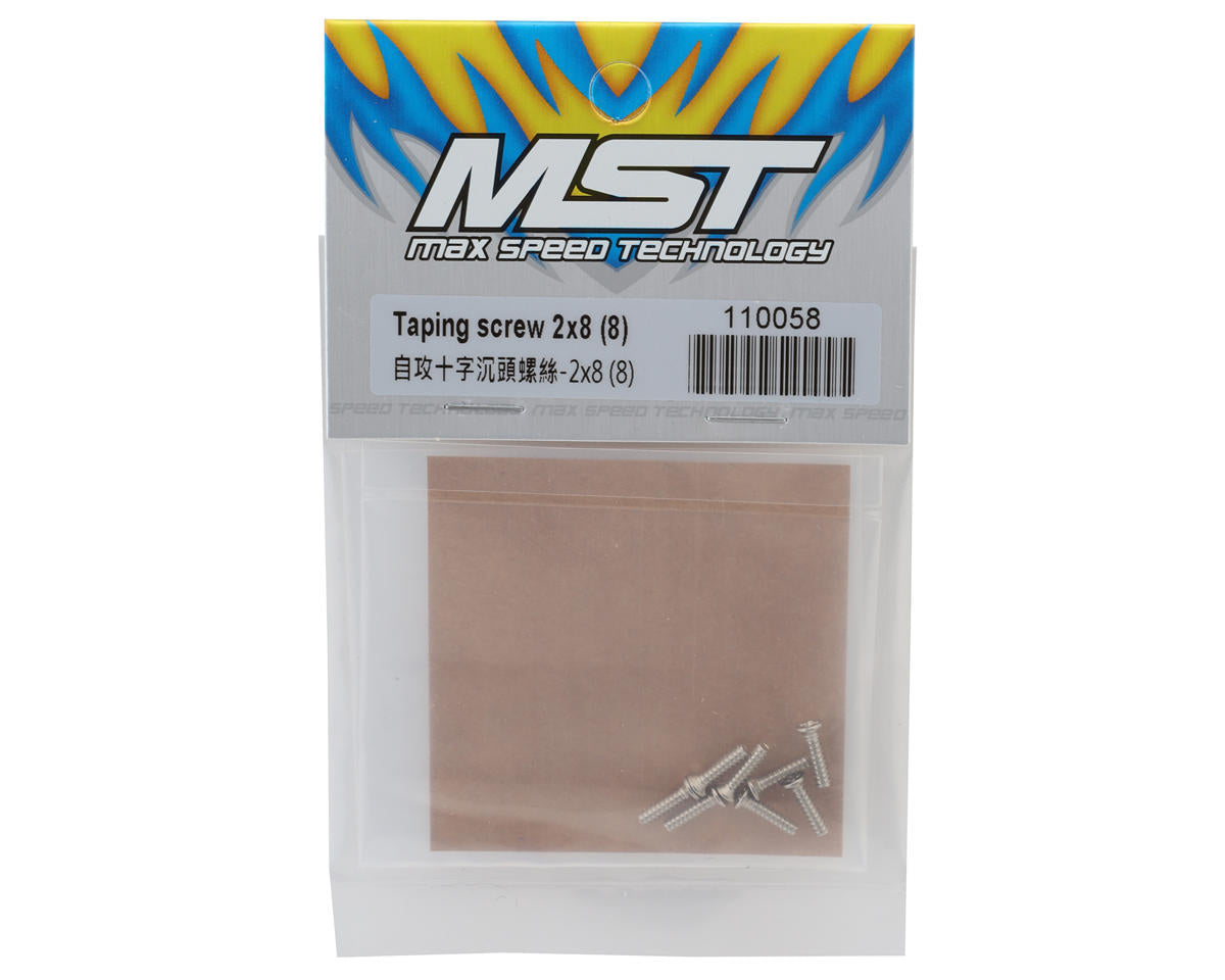 MST 2x8mm Tapping Flat Head Screws (8)