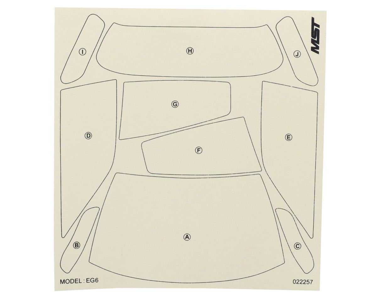 MST Honda Civic EG6 Body Decal & Window Mask Sheets Set