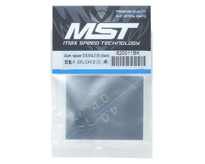 MST 3X5.5X4.0mm Aluminum Spacer (Black) (5)