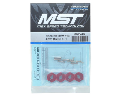 MST Alum. hex. wheel hubs 4mm (red) (4)