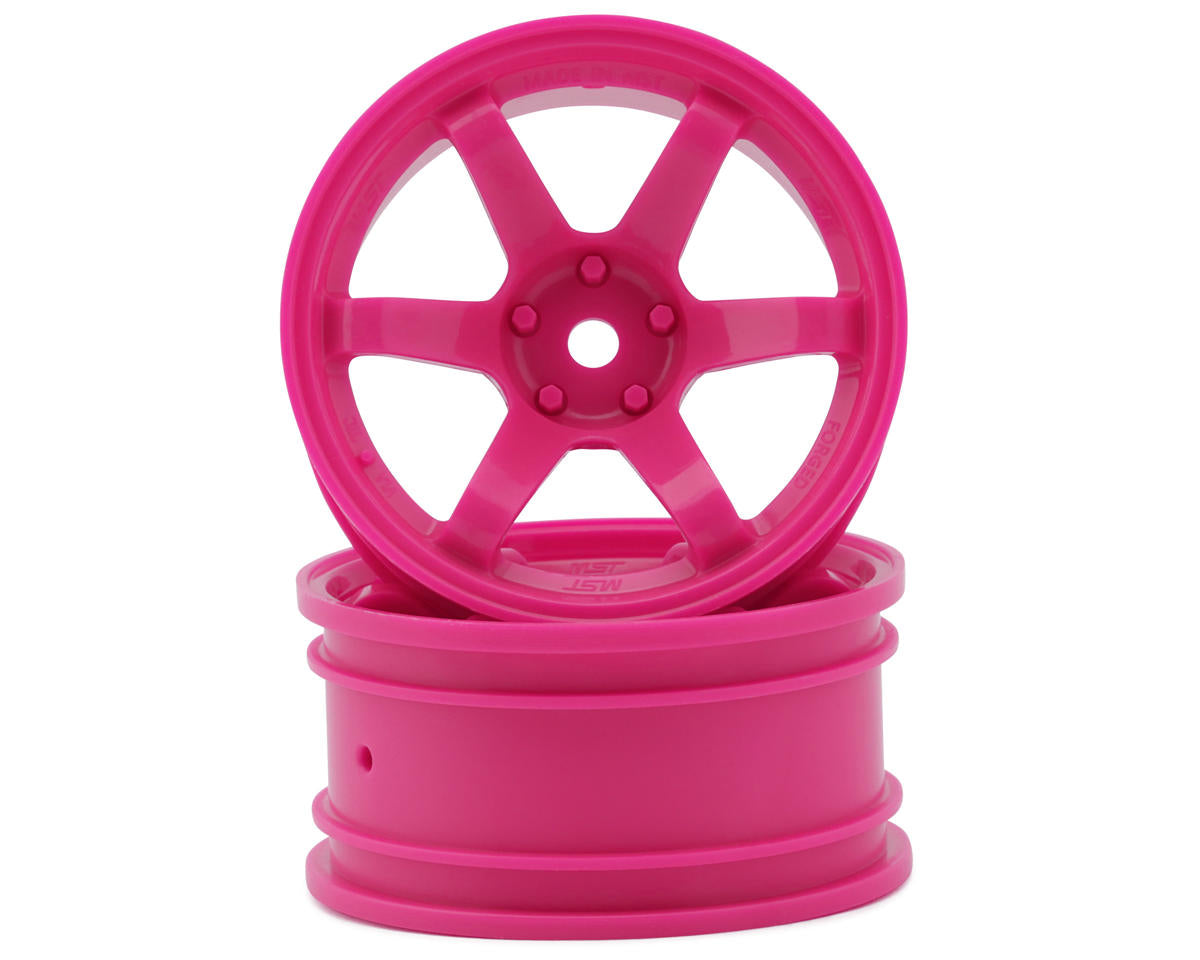 MST TE37 1/10 High Traction Drift Wheels (Hot Pink) (2) (5mm Offset)