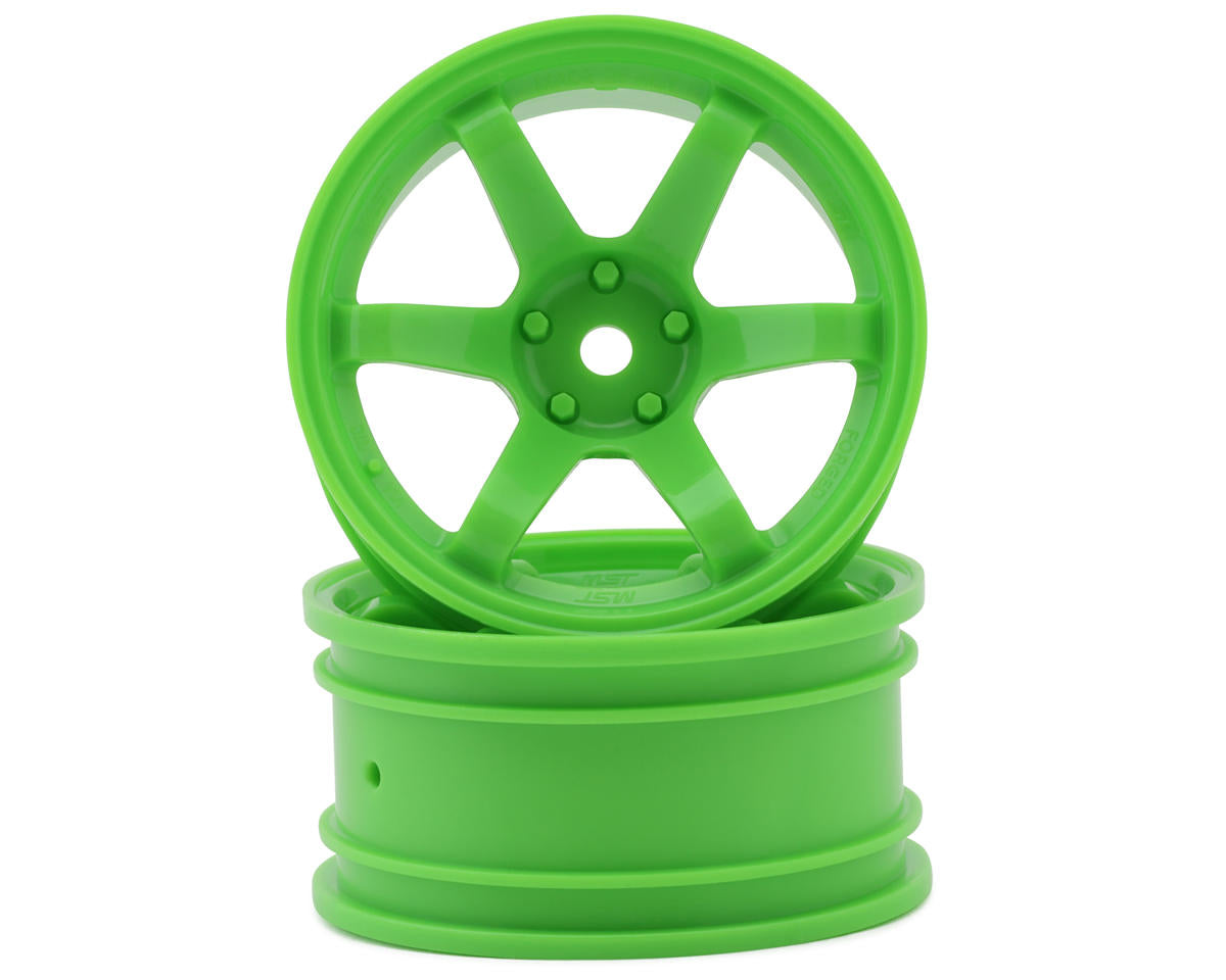 MST TE37 1/10 High Traction Drift Wheels (Green) (2) (7mm Offset)
