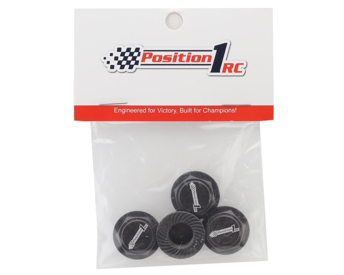 Position 1 RC Custom Laser Engraved 17mm 1/8 Serrated Wheel Nuts (Grey) (4)