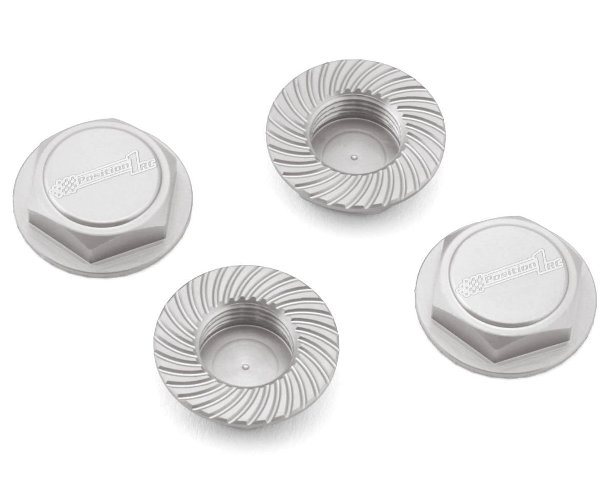 Position 1 RC Custom Laser Engraved 17mm 1/8 Serrated Wheel Nuts (Silver) (4)