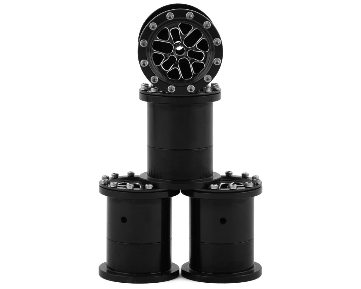 NEXX Racing FCX24 1/28 Aluminum Monster Truck Beadlock Wheels (Black) (4)