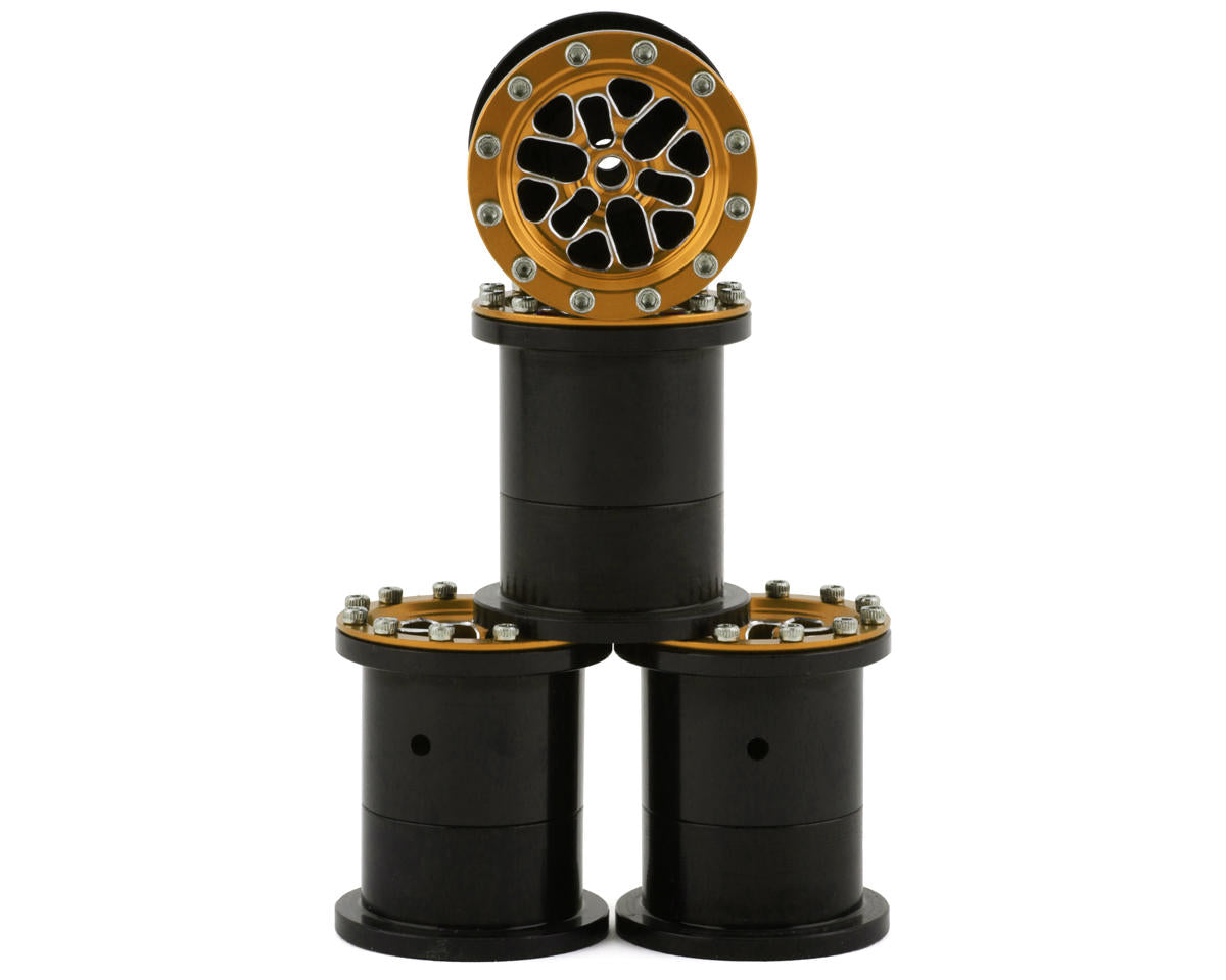 NEXX Racing FCX24 1/28 Aluminum Monster Truck Beadlock Wheels (Gold) (4)