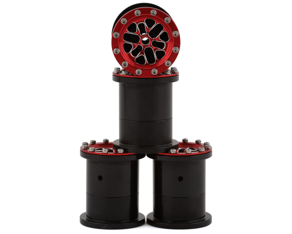 NEXX Racing FCX24 1/28 Aluminum Monster Truck Beadlock Wheels (Red) (4)