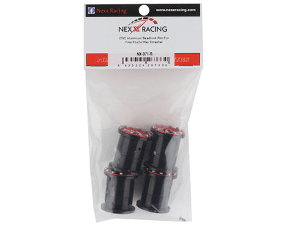 NEXX Racing FCX24 1/28 Aluminum Monster Truck Beadlock Wheels (Red) (4)