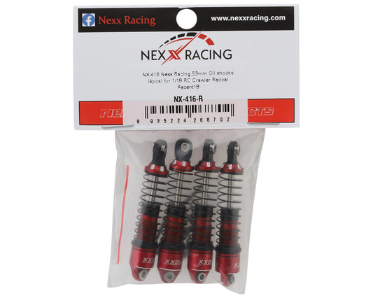 NEXX Racing Redcat Ascent18 53mm Oil-Filled Shocks (Red) (4)