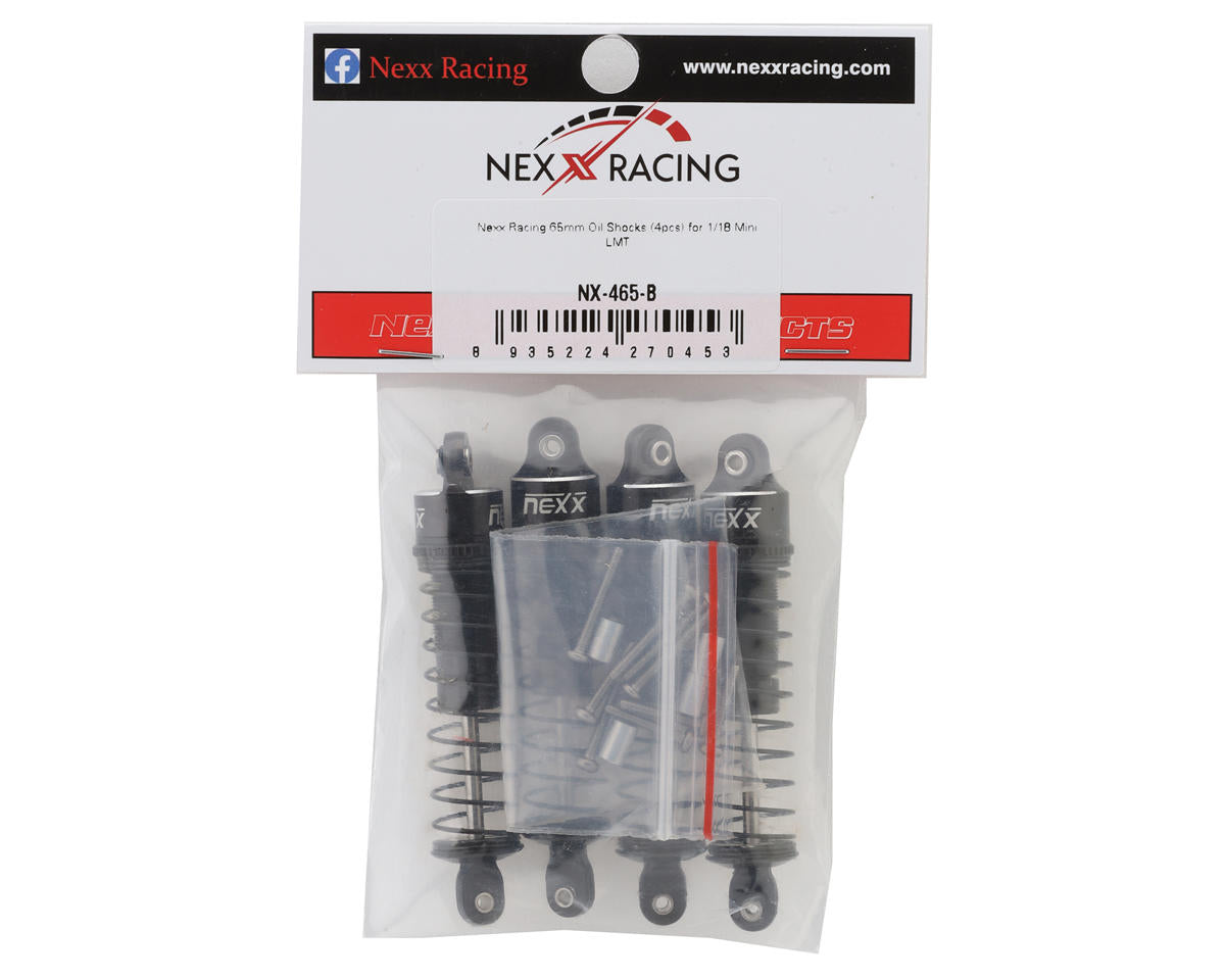 NEXX Racing Losi Mini LMT Aluminum 65mm Oil-Filled Threaded Shocks (Black) (4)