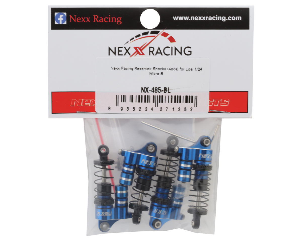 NEXX Racing Losi® Micro-B Aluminum Oil-Filled Threaded Reservoir Shocks (Blue)