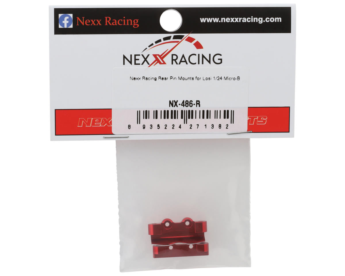 NEXX Racing Losi® Micro-B Aluminum Rear Hinge Pin Mount Set (Red)
