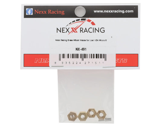 NEXX Racing Losi® Micro-B Brass Wheel Hexes (Gold) (4)