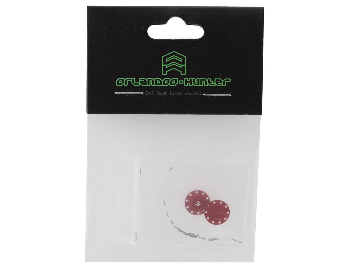 Orlandoo Hunter 32T01 6x4 Scania Front Wheel Metal Hub Trim Caps (Red) (2)