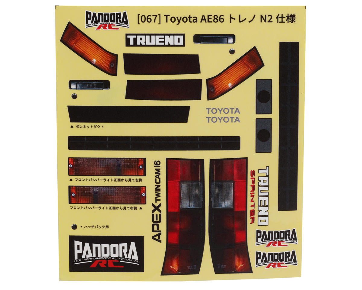 Pandora RC 1/10 Toyota AE86 Trueno N2 Specification Drift Body Set (Clear)