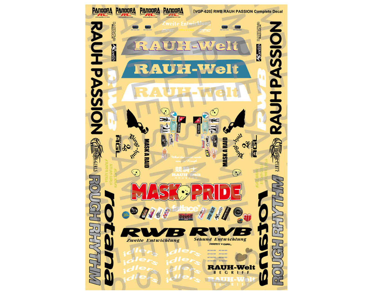 Pandora RC 1/10 Scale Decal Sheet (RWB RAUH PASSION)