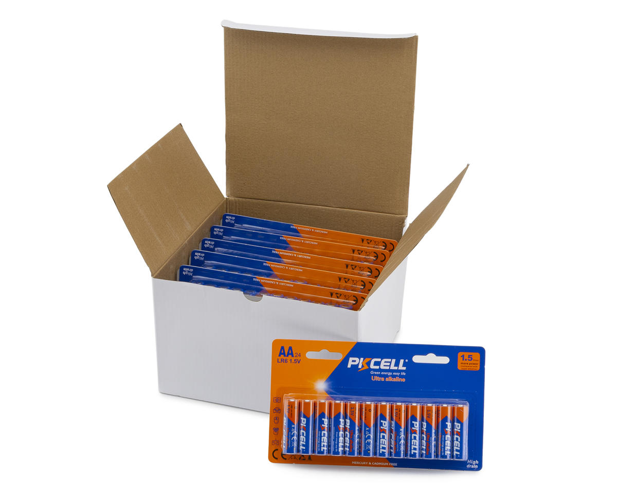 PKCell Ultra Alkaline AA Batteries 24 Pack Box (12)