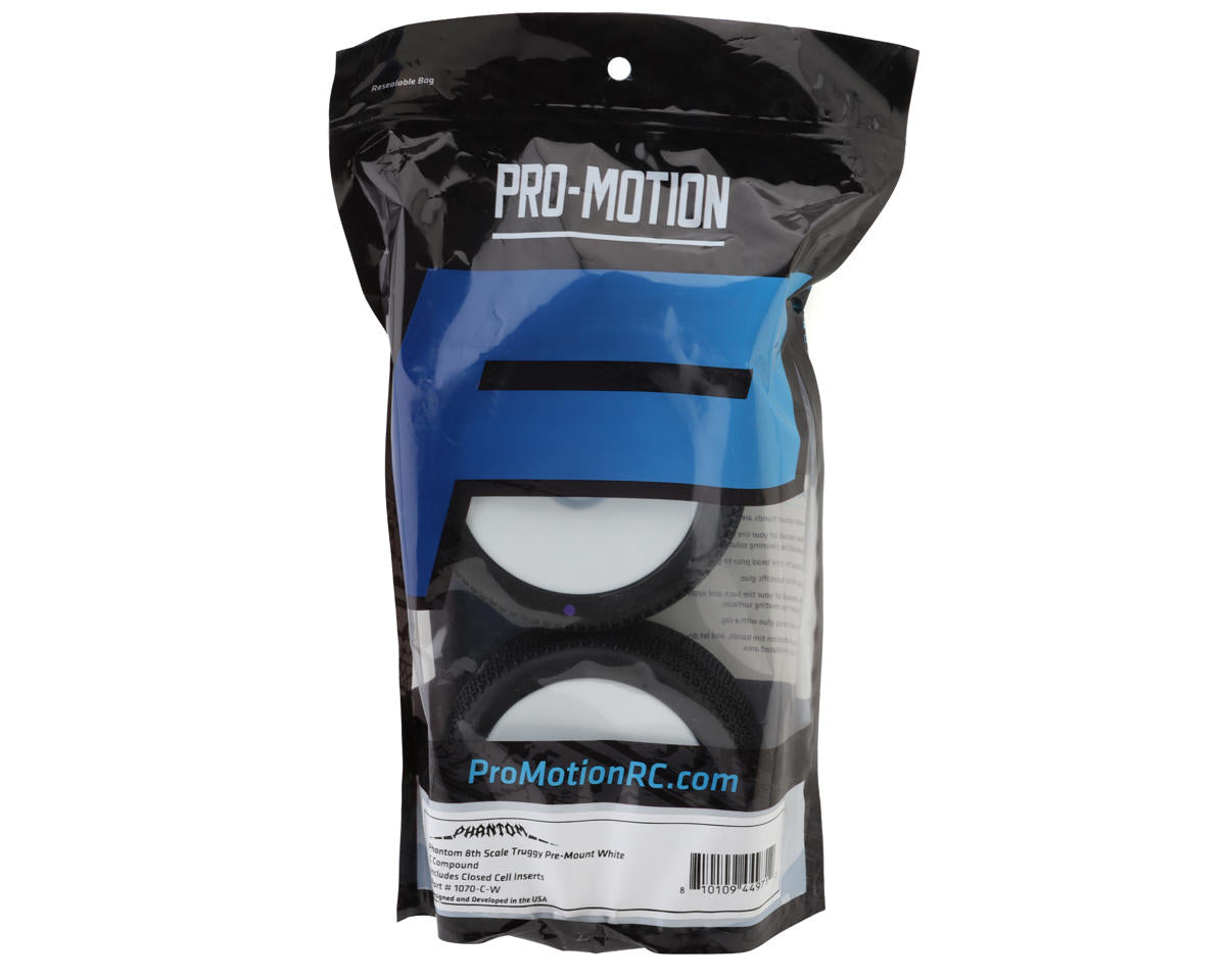 Pro-Motion Phantom Pre-Mounted 1/8 Truggy Tires (White) (2) (Clay)