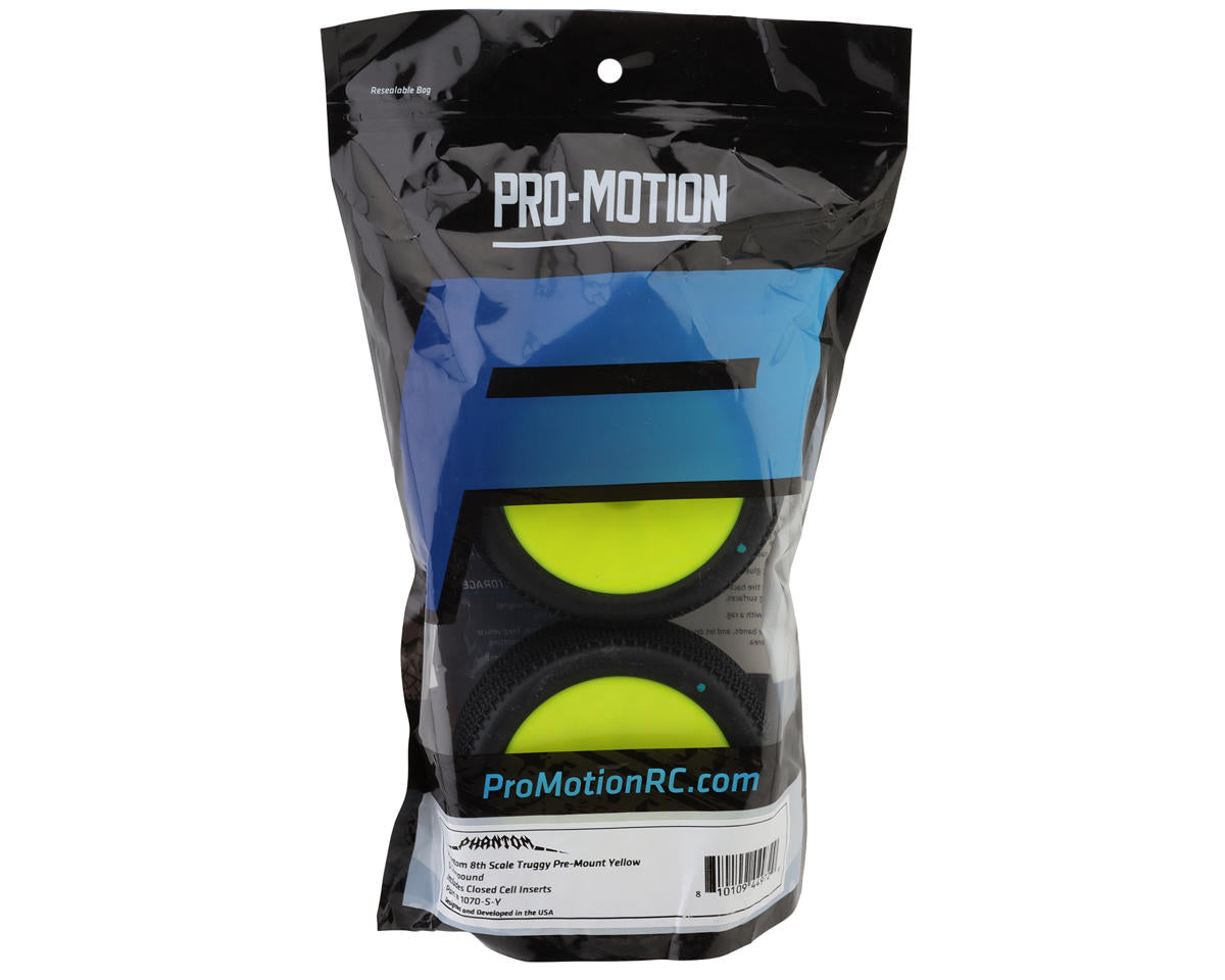 Pro-Motion Phantom Pre-Mounted 1/8 Truggy Tires (Yellow) (2) (Soft)
