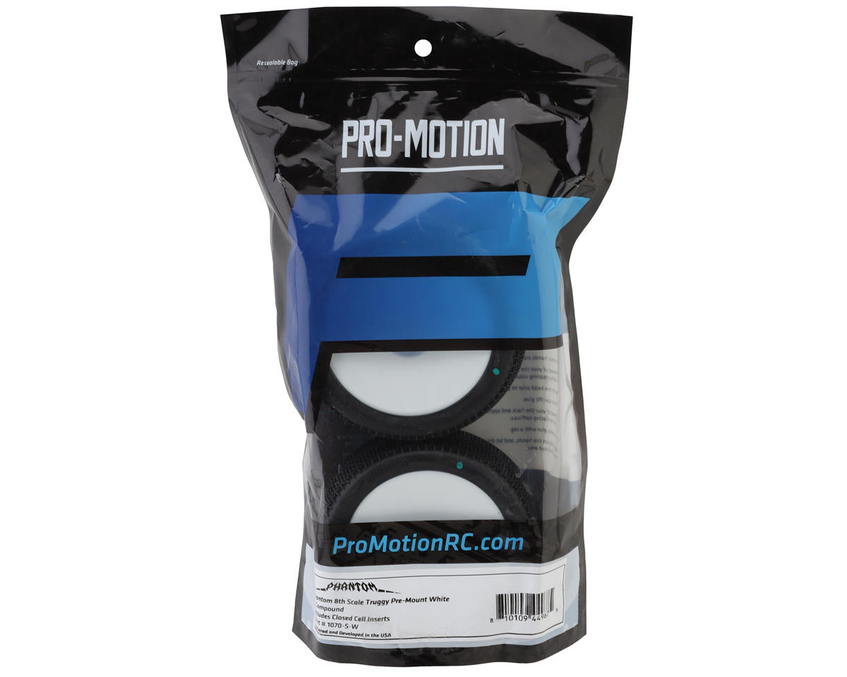 Pro-Motion Phantom Pre-Mounted 1/8 Truggy Tires (White) (2) (T2)