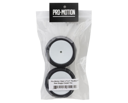 Pro-Motion Viper 2.2" Rear LP Carpet 1/10 Pre-Mount Buggy Tire (White) (2)