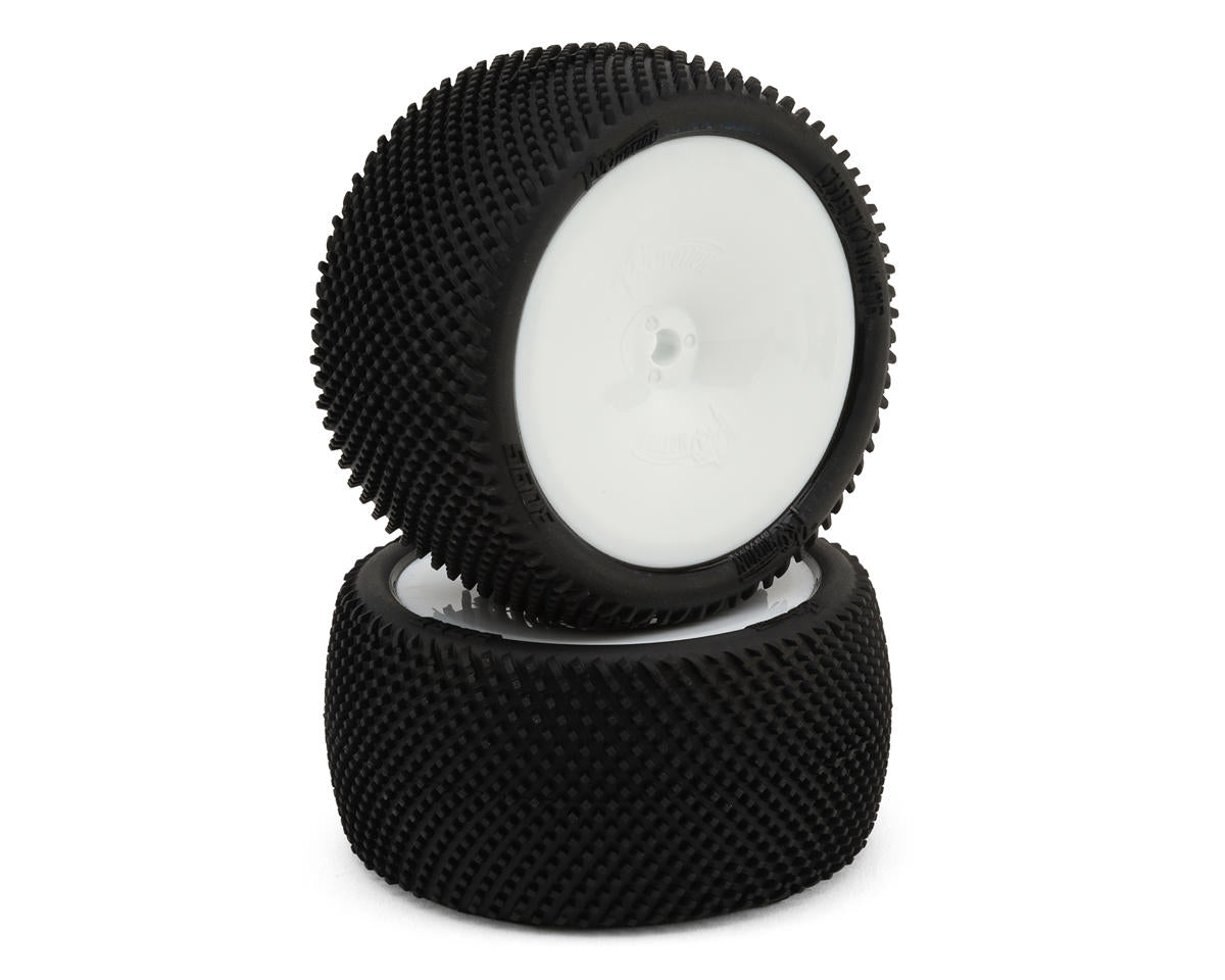 Pro-Motion Checkmate LP 2.2" Pre-Mounted Rear Buggy Carpet Tires (White) (2)