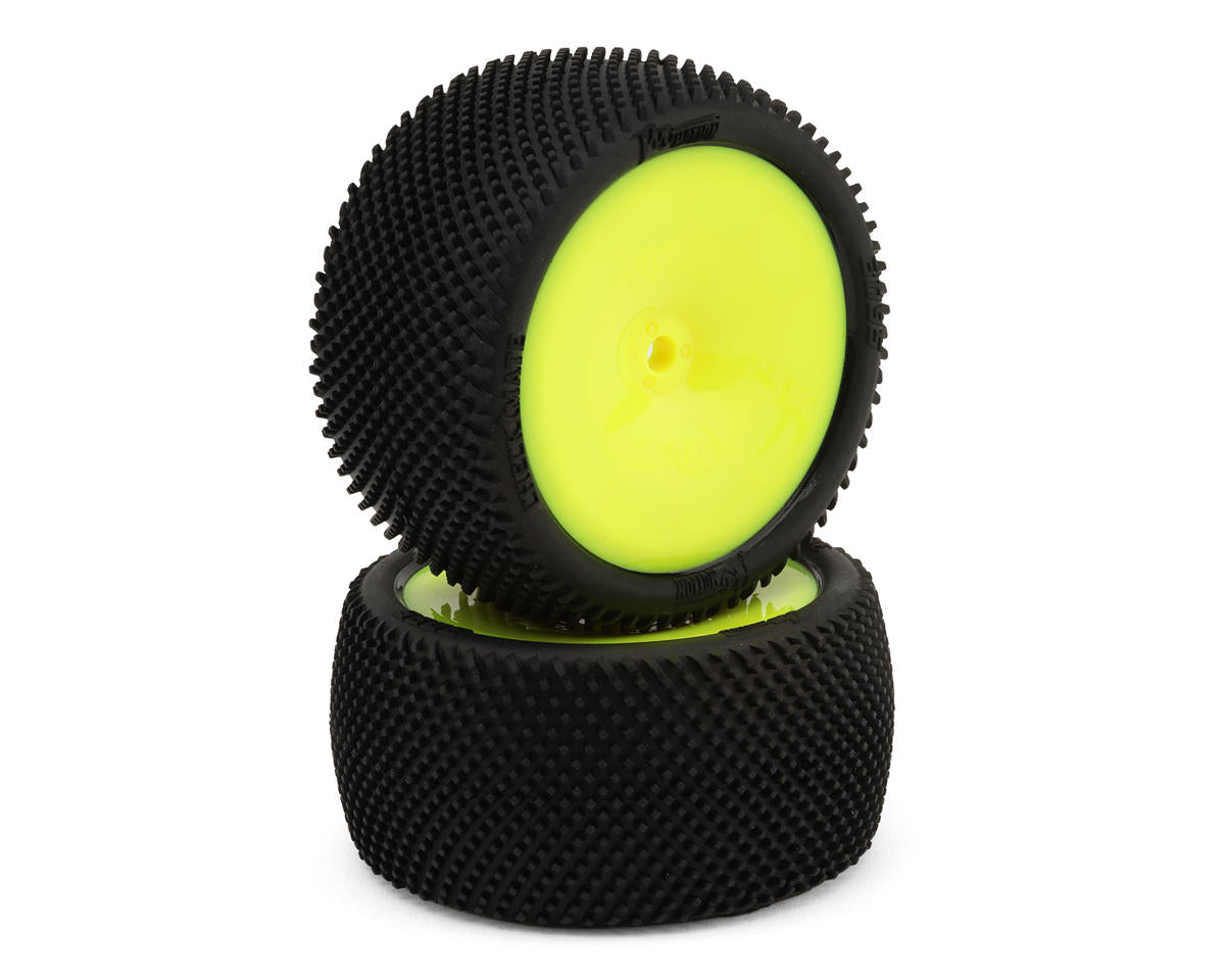 Pro-Motion Checkmate LP 2.2" Pre-Mounted Rear Buggy Carpet Tires (Yellow) (2)