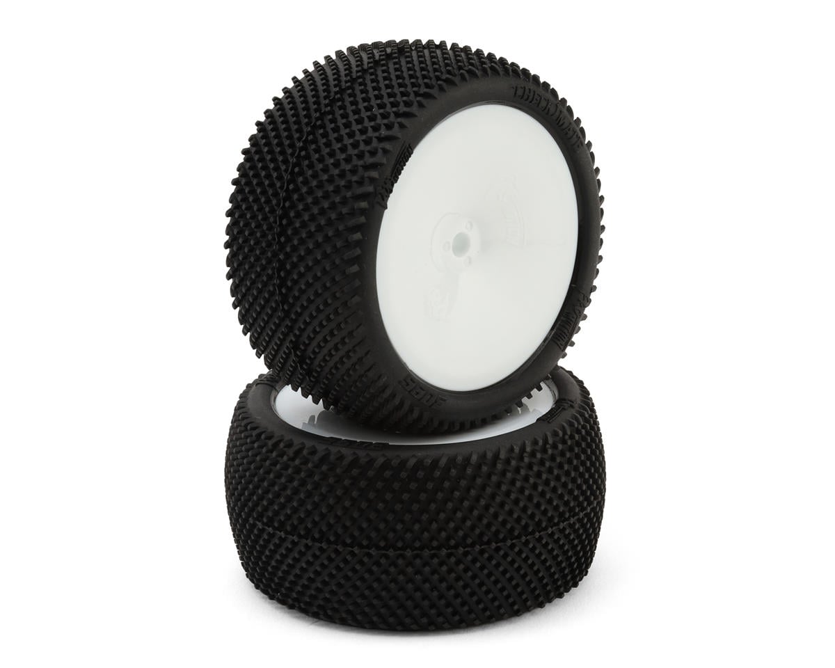 Pro-Motion Checkmate LP 2.2" Pre-Mounted Rear Buggy Carpet Tires (White) (2)