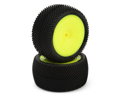 Pro-Motion Checkmate LP 2.2" Pre-Mounted Rear Buggy Carpet Tires (Yellow) (2)