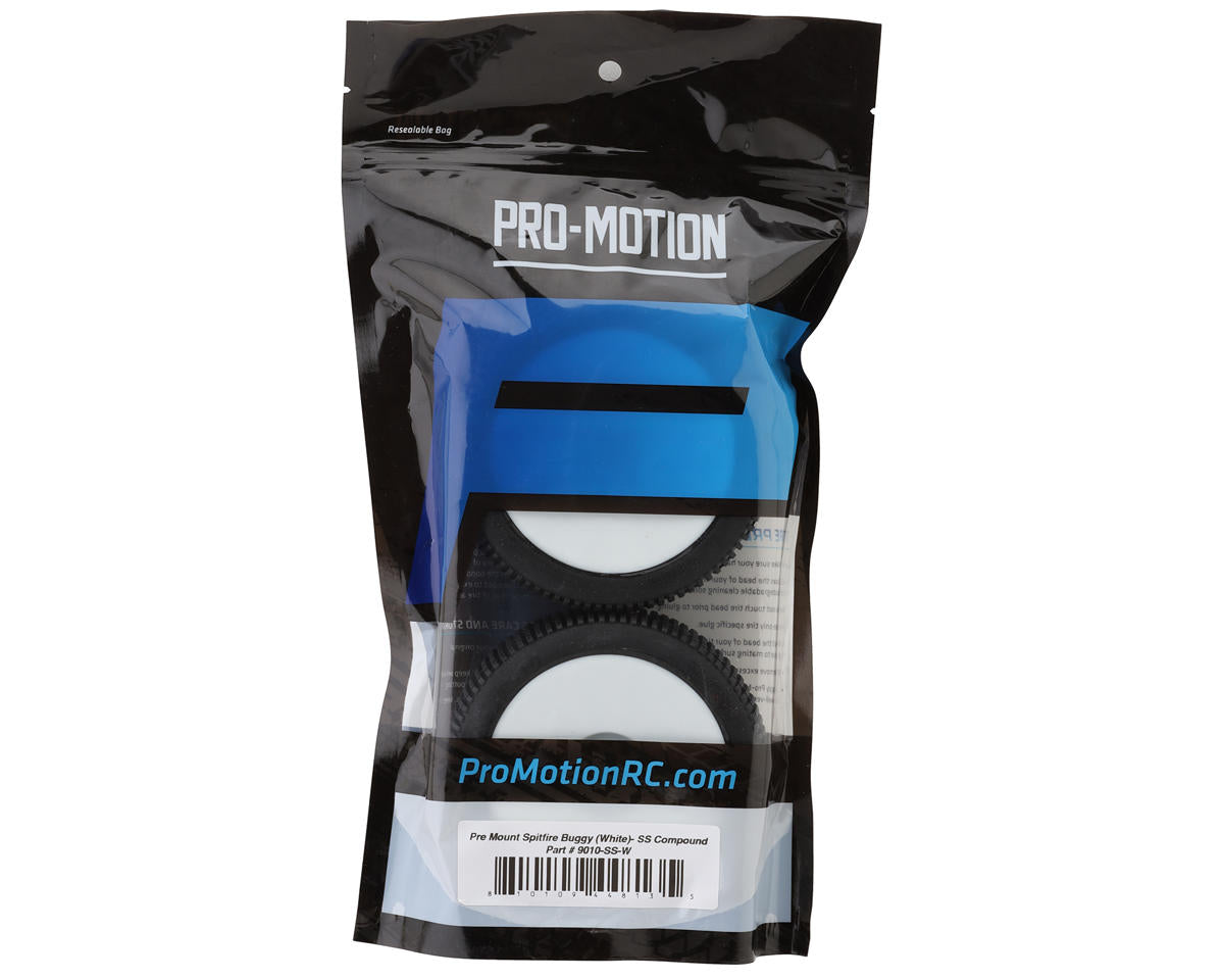 Pro-Motion Spitfire 1/8 Buggy Pre-Mount Tires (White) (2) (Super Soft)