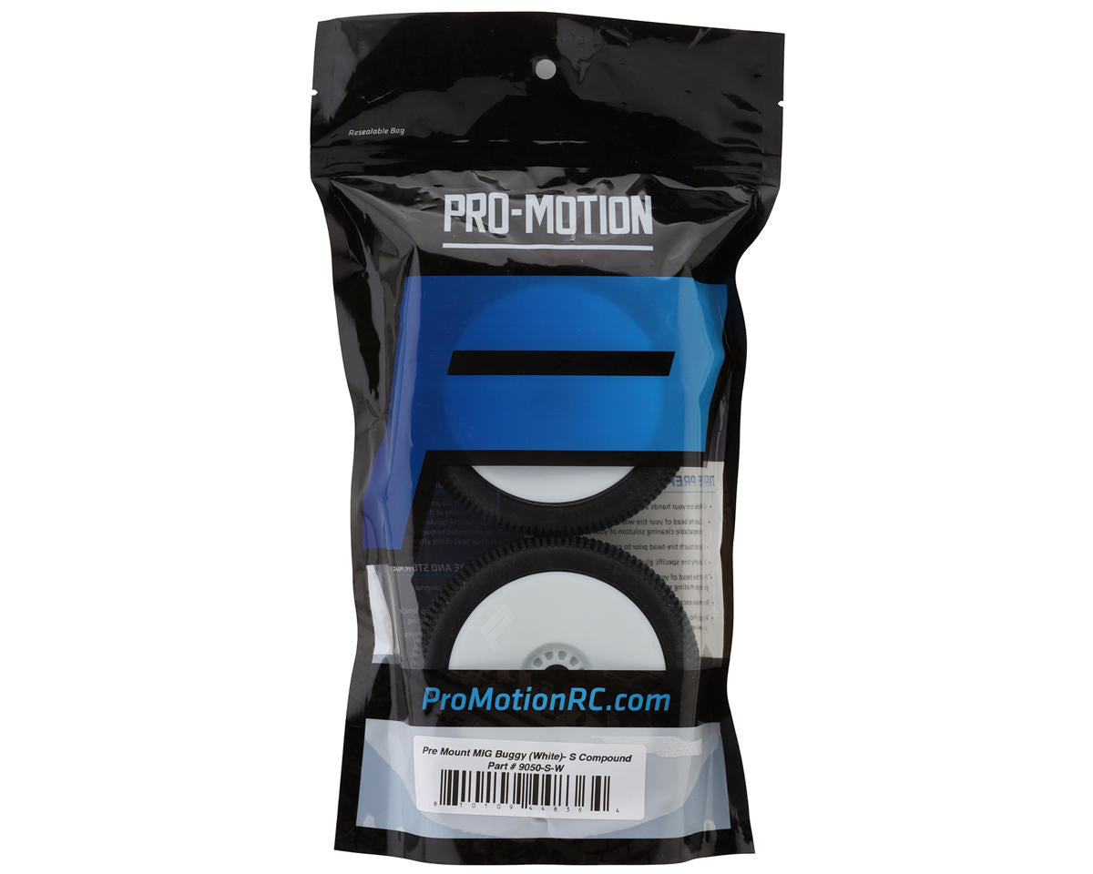 Pro-Motion MIG 1/8 Buggy Pre-Mount Tires (White) (2) (Soft)