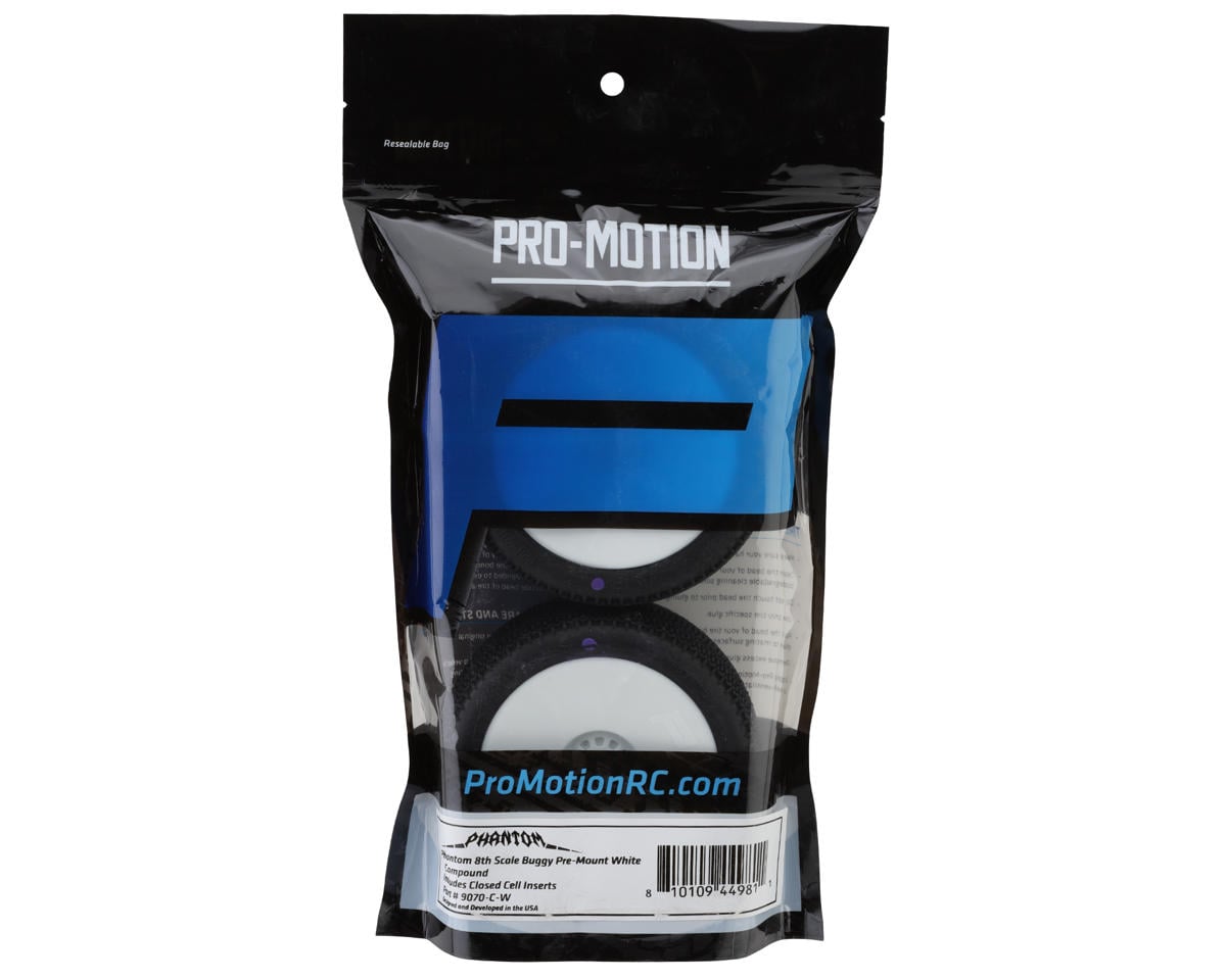 Pro-Motion Phantom 1/8 Buggy Pre-Mount Tires (White) (2) (Clay)