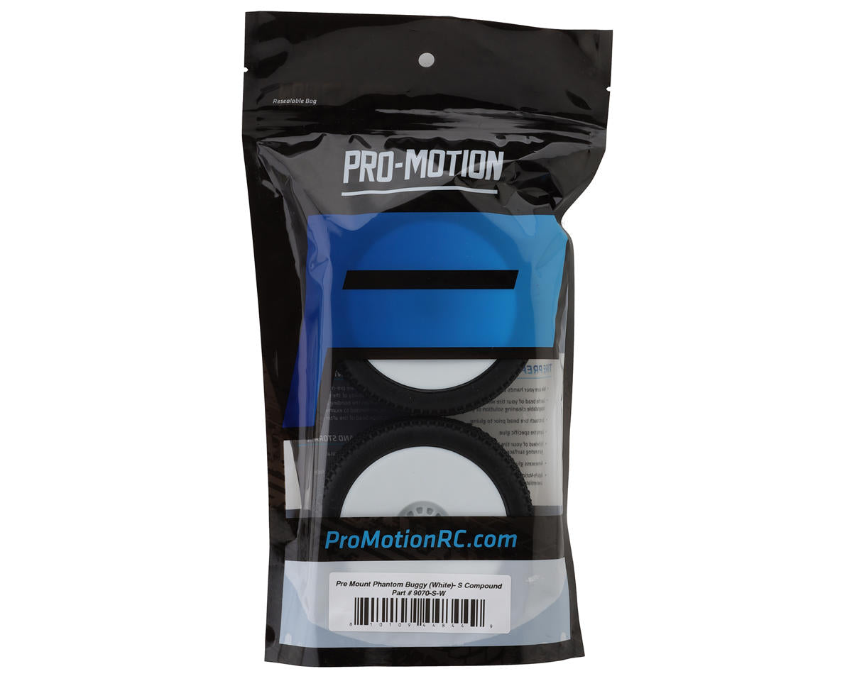 Pro-Motion Phantom 1/8 Buggy Pre-Mount Tires (White) (2) (Soft)