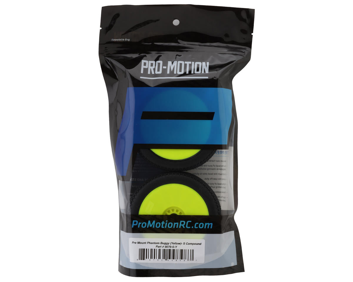 Pro-Motion Phantom 1/8 Buggy Pre-Mount Tires (Yellow) (2) (Soft)